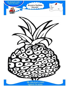Çocuklar İçin Ananas Boyama Sayfaları 